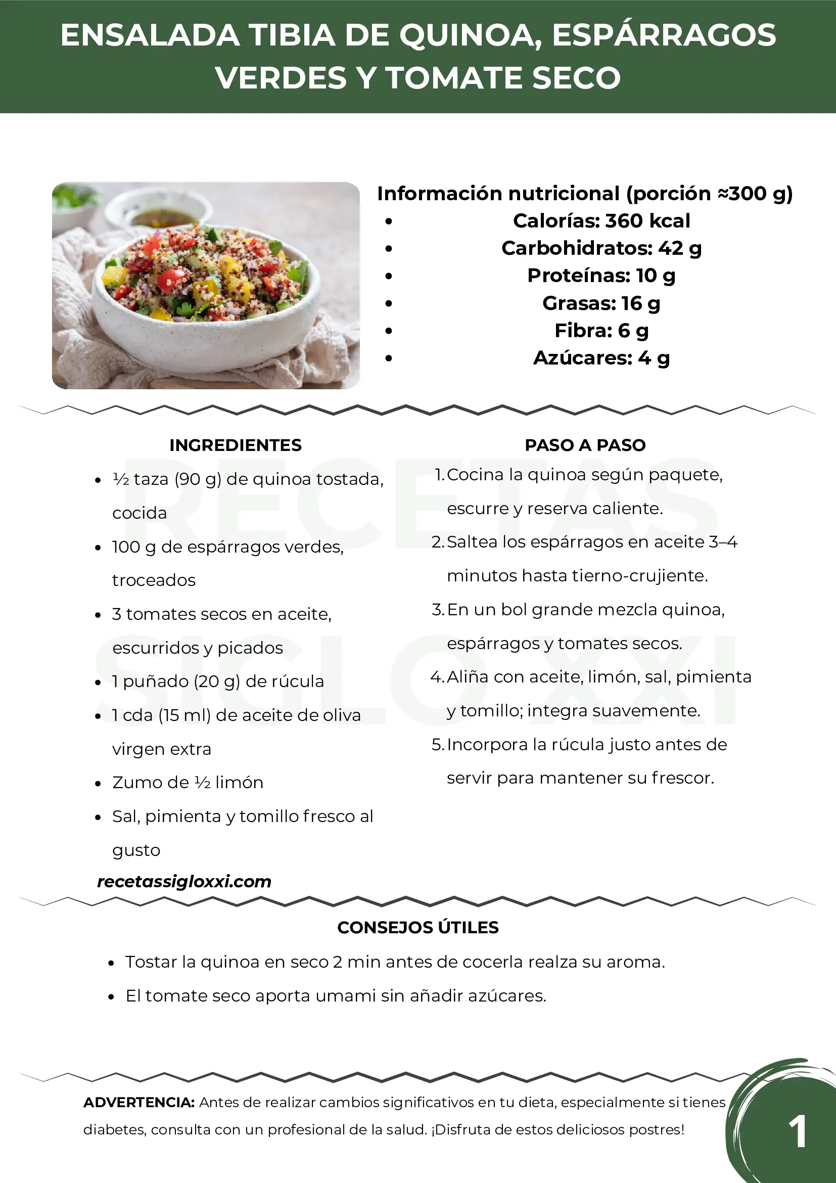 Ejemplo de receta del recetario