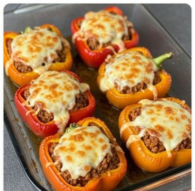 Pimientos rellenos gratinados con queso